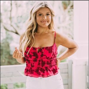 These Three Boutique- Smocked floral crop top- Large